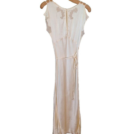Vintage 30s/40s All Silk Satin Bias Cut Nightgown Slip Dress AS IS Women Size S/M 34/29/40 - themallvintage The Mall Vintage