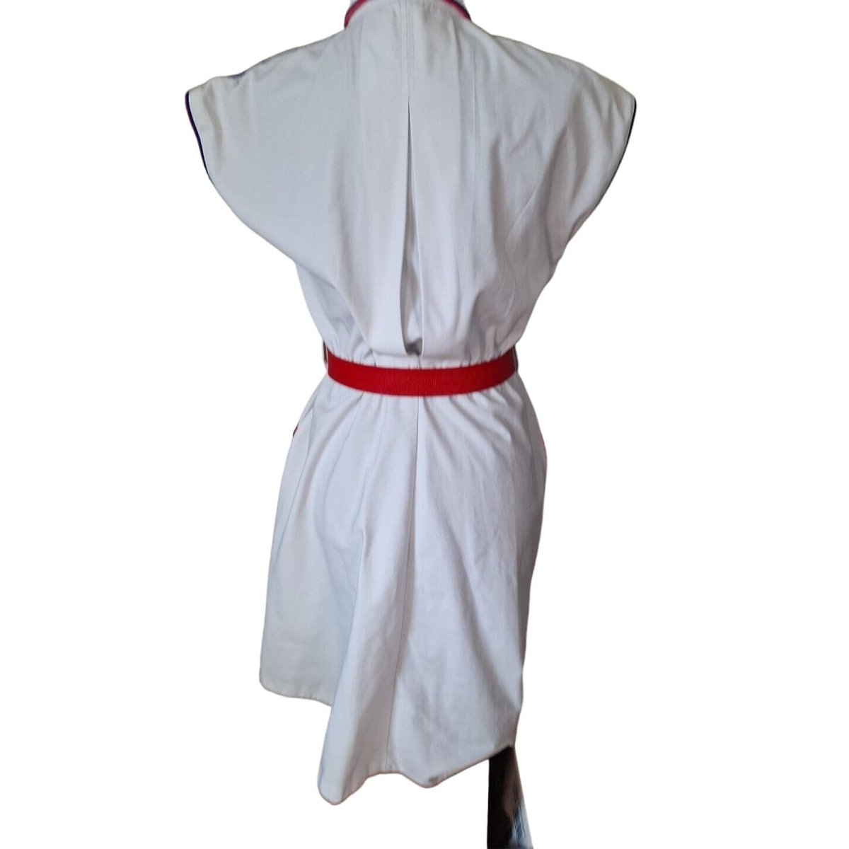 Vintage 80s Sporty White Capped Sleeve Dress Women Size Medium - themallvintage The Mall Vintage