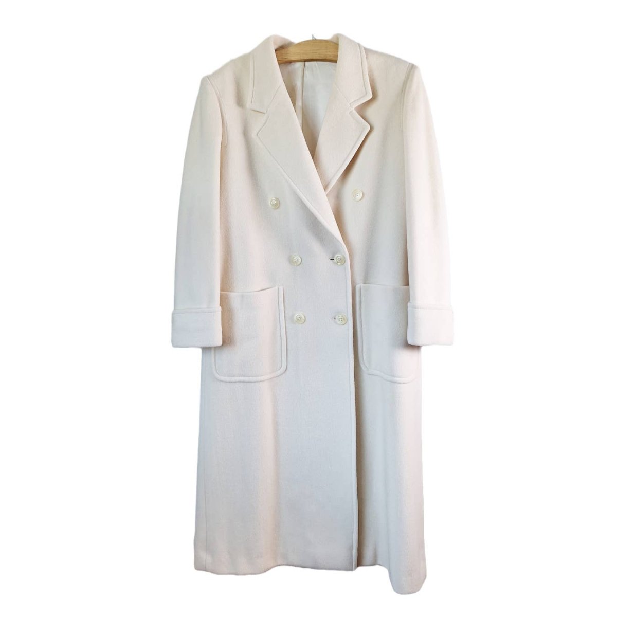 Vintage 80s/90s Cream Italian Wool/Cashmere Full Length Coat