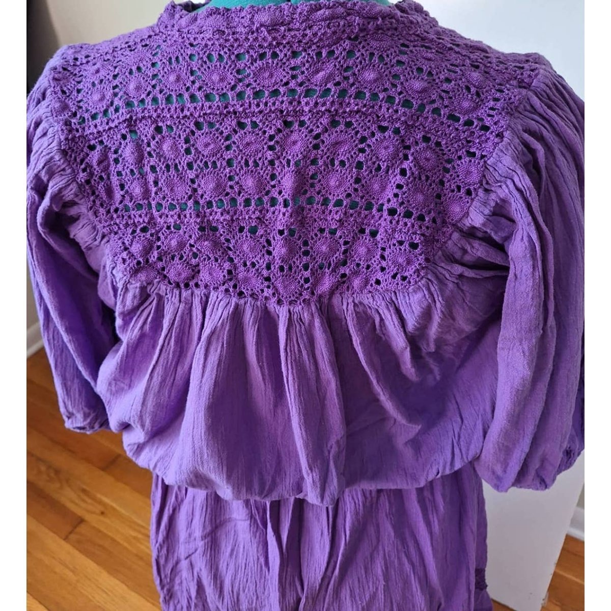 Vintage Purple Cotton Gauze Boho Skirt Cropped Blouse Set Women's Size L/1X 16/18 - themallvintage The Mall Vintage