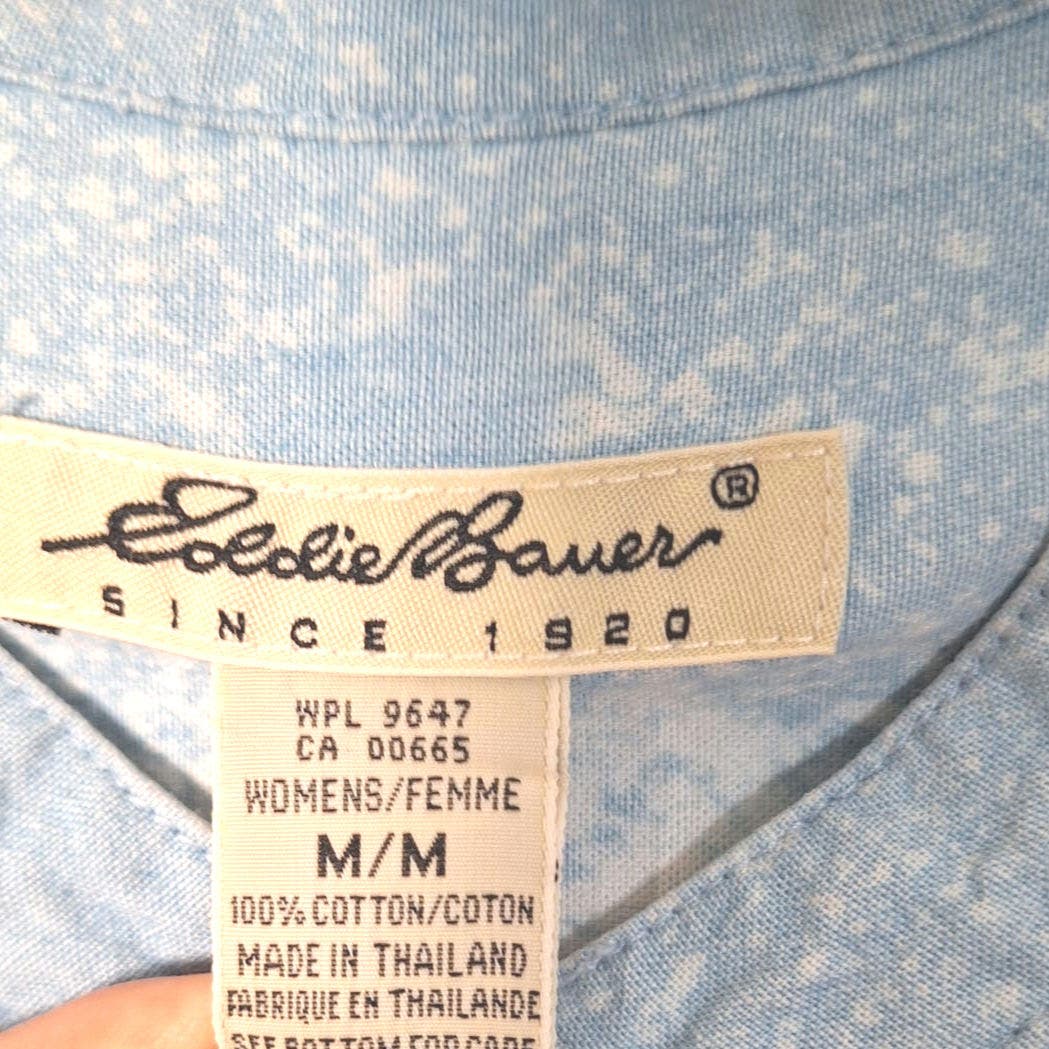 1 of 1 Bleach Splatter Blue Cotton Maxi Shirt Dress Size Medium - themallvintage The Mall Vintage 1980s Activate Dresses