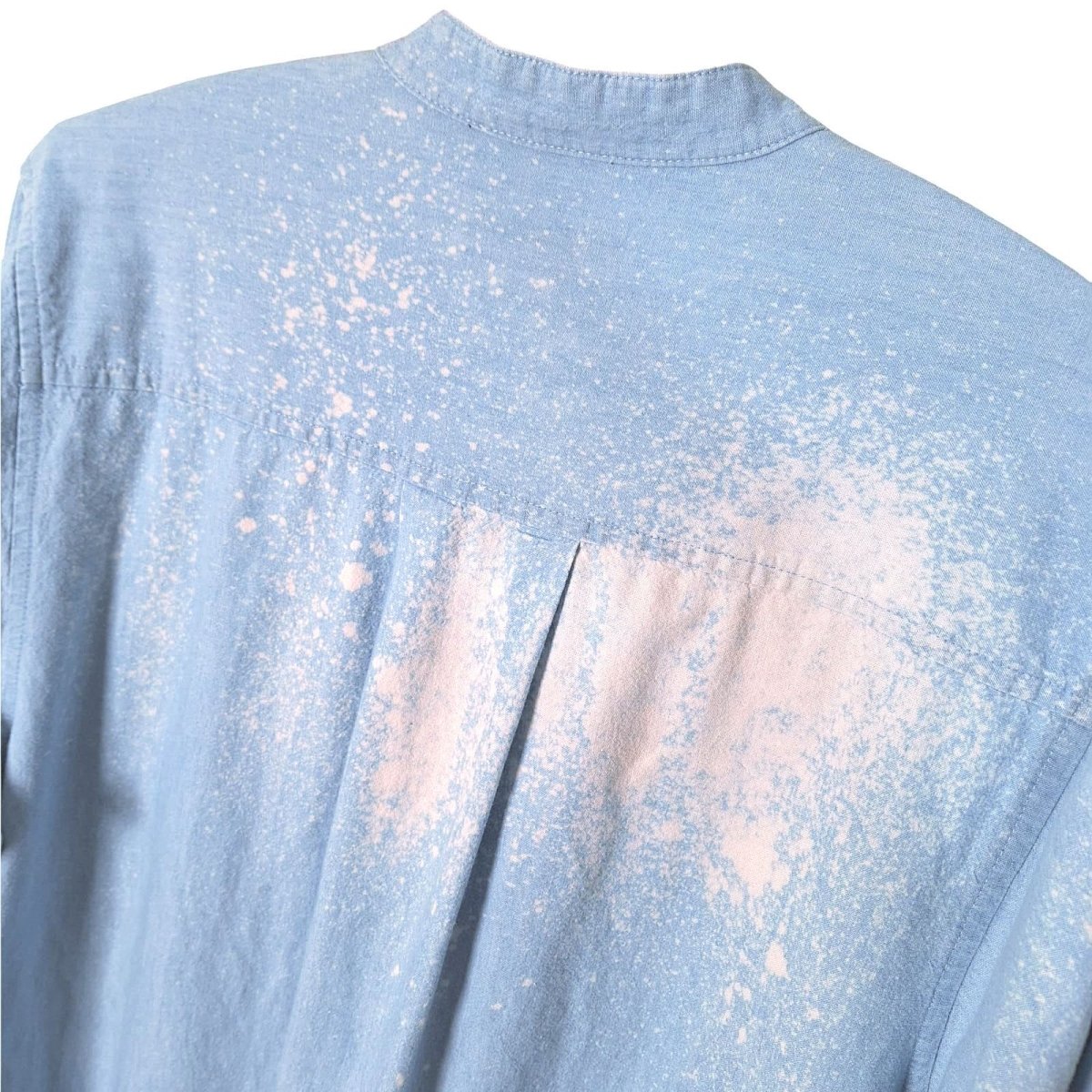 1 of 1 Bleach Splatter Blue Cotton Maxi Shirt Dress Size Medium - themallvintage The Mall Vintage