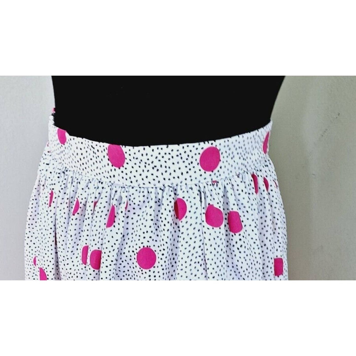 Vintage 80s Pink Polka Dot Skirt Size XS Waist 25"