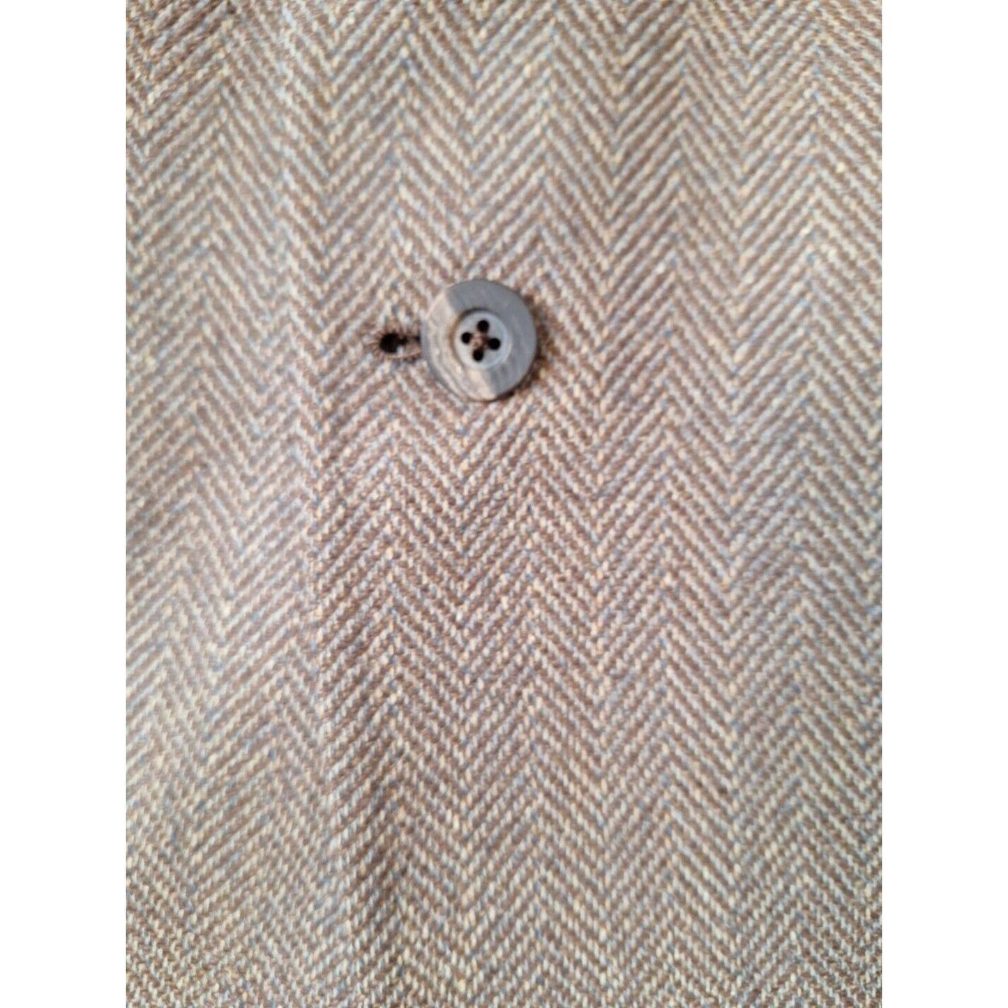 Vintage 70s Christian Dior Beige Wool Herringbone Sport Coat Men Size 44