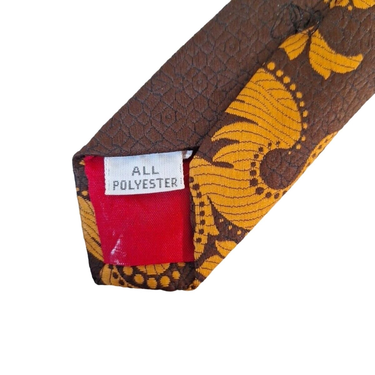 Vintage 70s Brown/Goldenrod Novelty Floral Bird Tie Men Unisex O/S - themallvintage The Mall Vintage