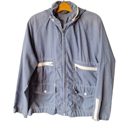 Vintage 70s Sears Chambray Utility Jacket Men Size Large - themallvintage The Mall Vintage