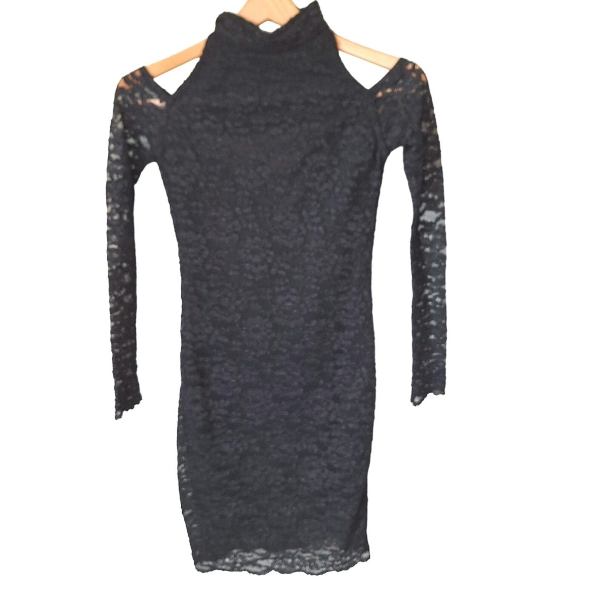 Vintage 80s/90s Black Lace Mini Dress Women Size XS to Small - themallvintage The Mall Vintage 1980s 1990s Dresses