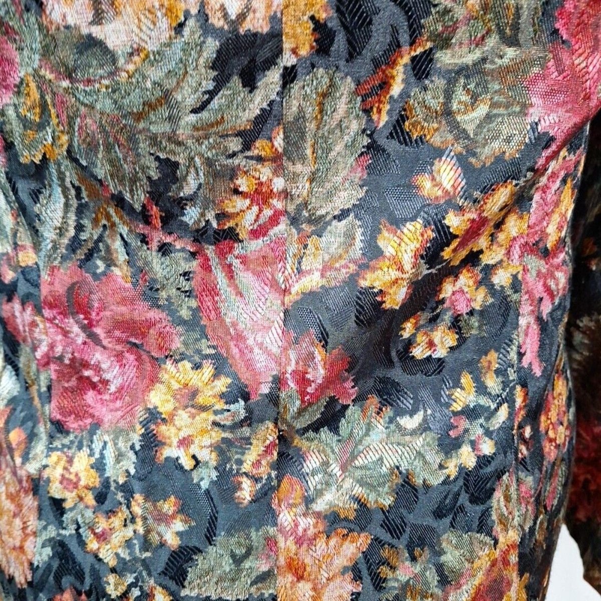 Vintage 80s/90s Hip Length Floral Double Breasted Blazer Women Size Large - themallvintage The Mall Vintage