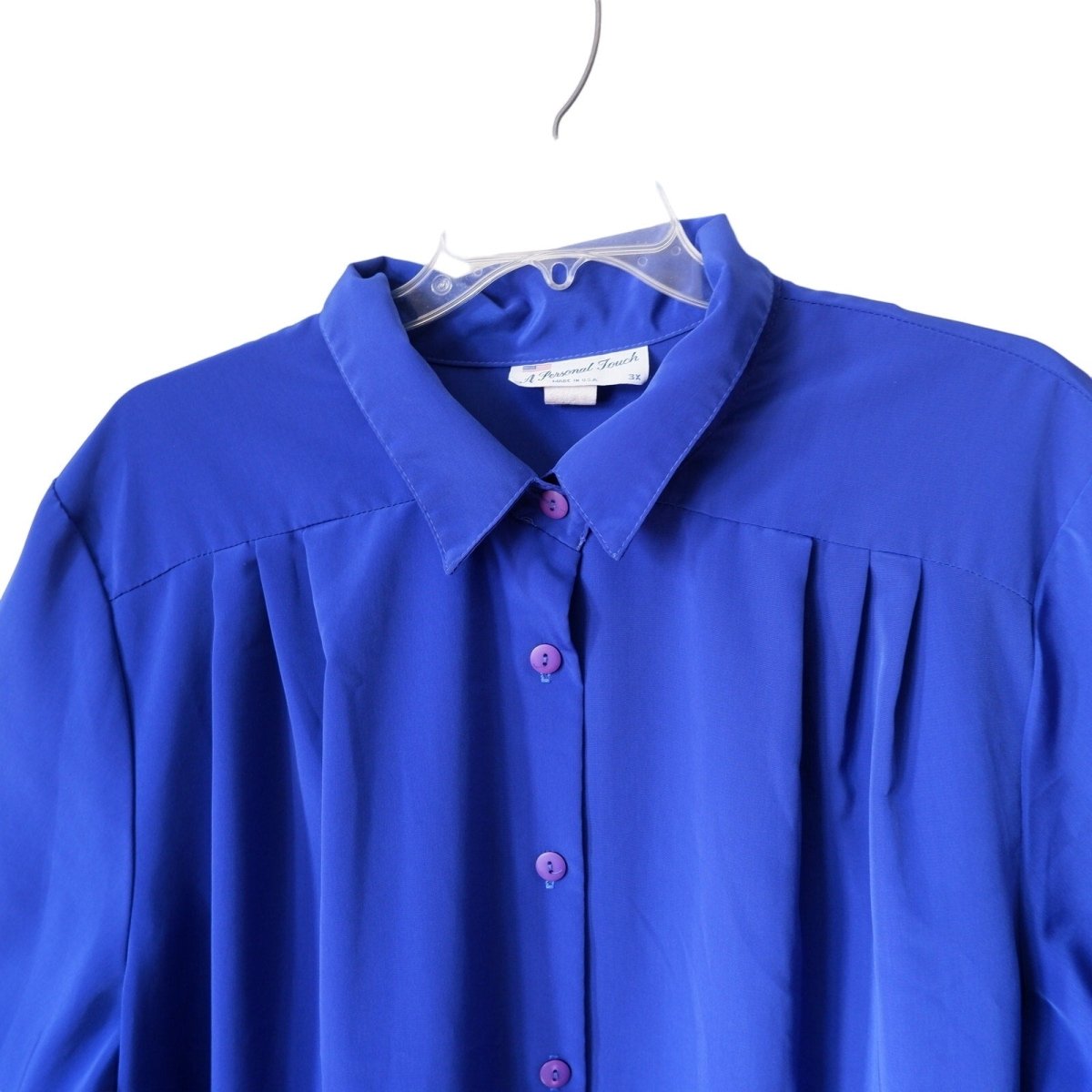 Vintage 80s/90s Royal Blue Blouse Size 3X Women - themallvintage The Mall Vintage 1980s 1990s Capsule