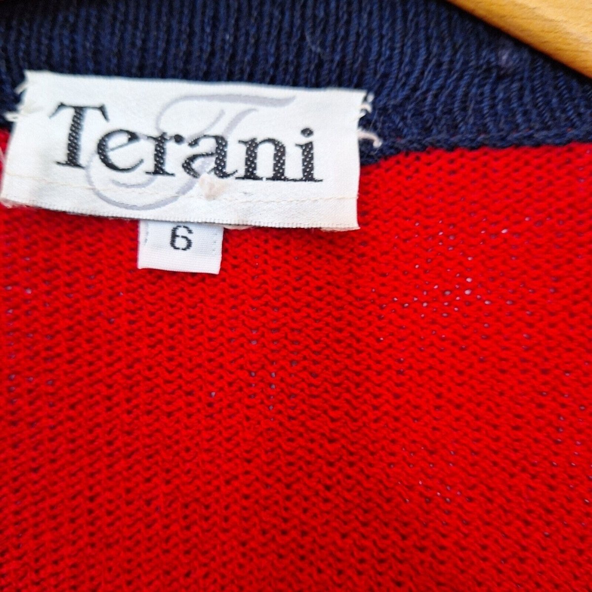 Vintage 90s Red/Navy Open Front Nautical Cardigan Sweater Women Size 6 Medium - themallvintage The Mall Vintage
