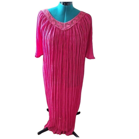 Vintage Pinkish Red MuuMuu Size S/M/L One Size AS IS - themallvintage The Mall Vintage 1990s Dresses New Arrival