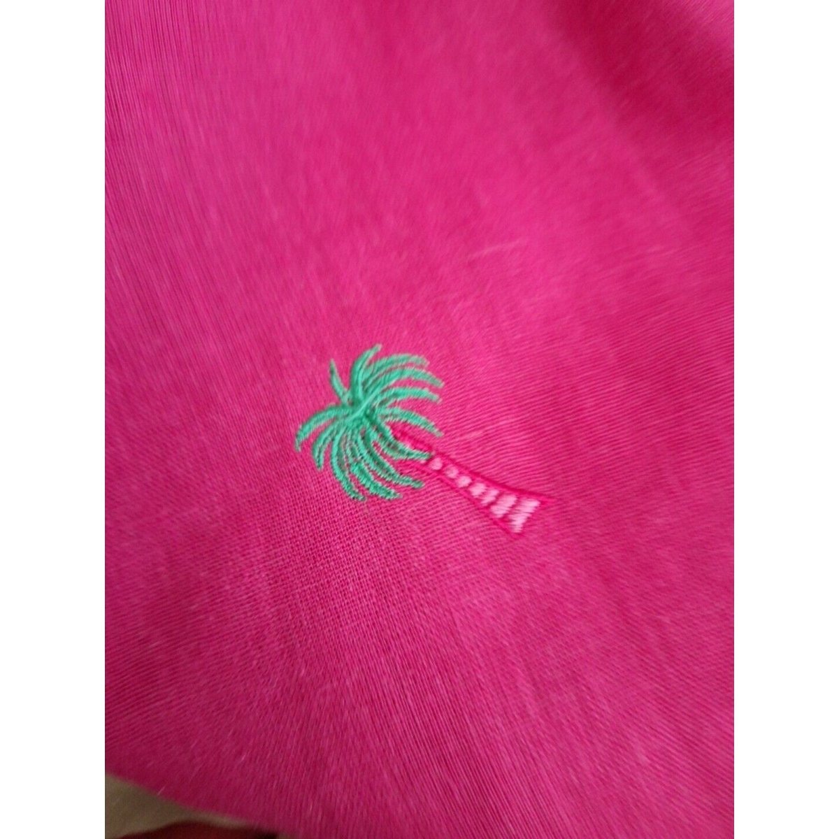 Y2K Hot Pink Linen Blend Palm Tree Embroidered Sheath Dress Women Size 6 Medium - themallvintage The Mall Vintage 1990s Dresses New Arrival