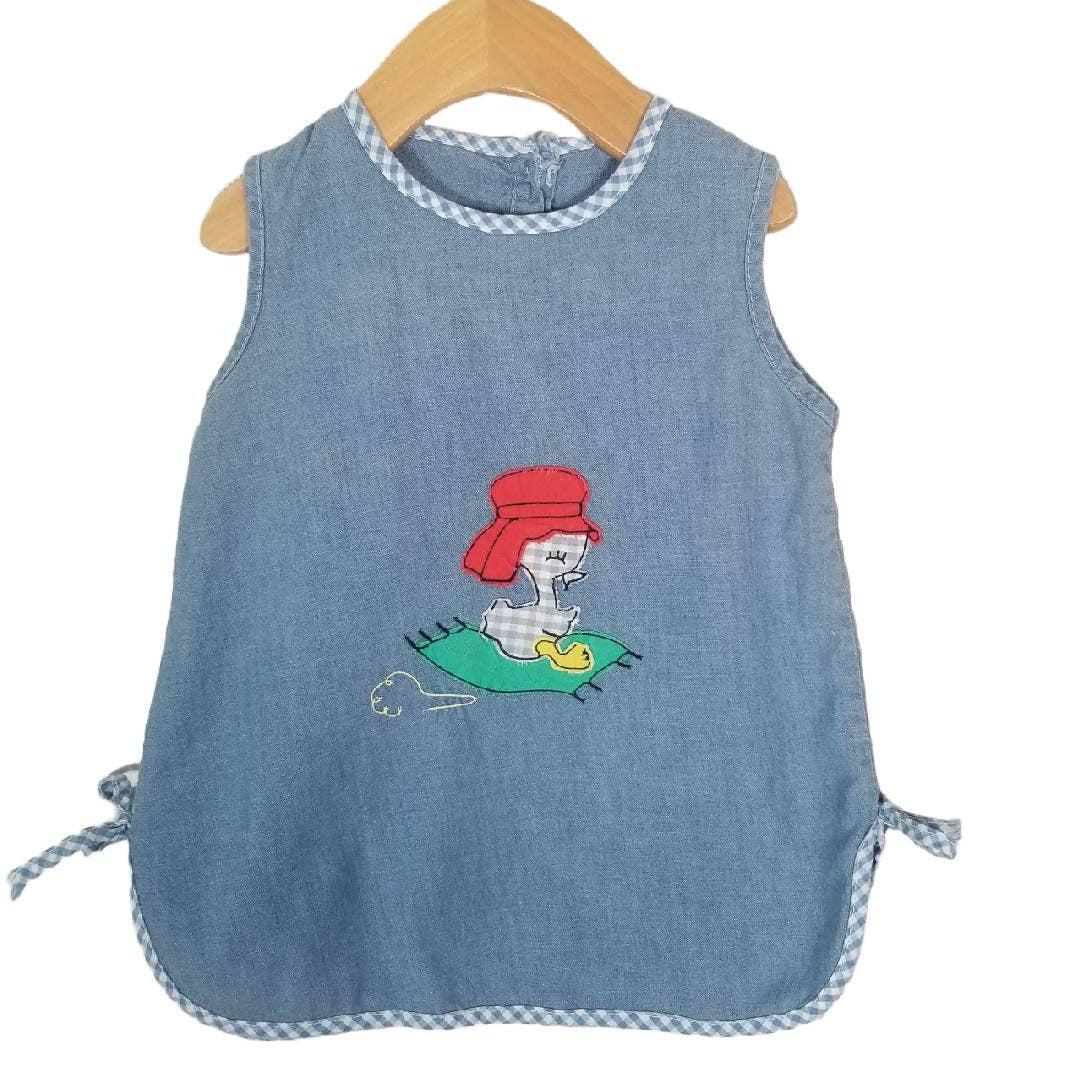 60s Chambray Kitsch Duck Smock Dress Baby/Toddler See Measurements - themallvintage The Mall Vintage