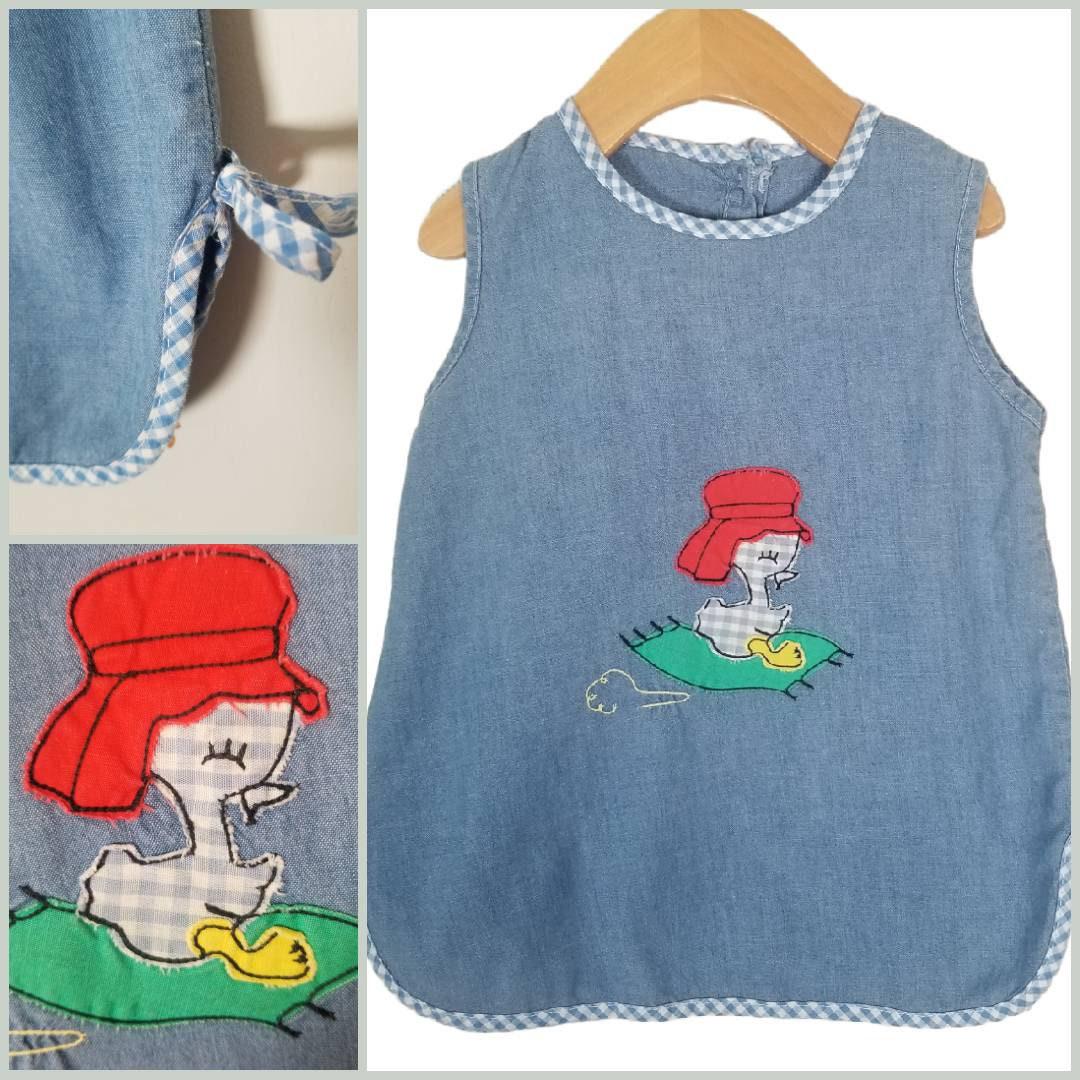 60s Chambray Kitsch Duck Smock Dress Baby/Toddler See Measurements - themallvintage The Mall Vintage