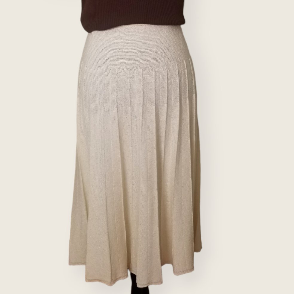 60s/70s James Kenrob Knit Drop Pleat Midi Skirt Medium - themallvintage The Mall Vintage