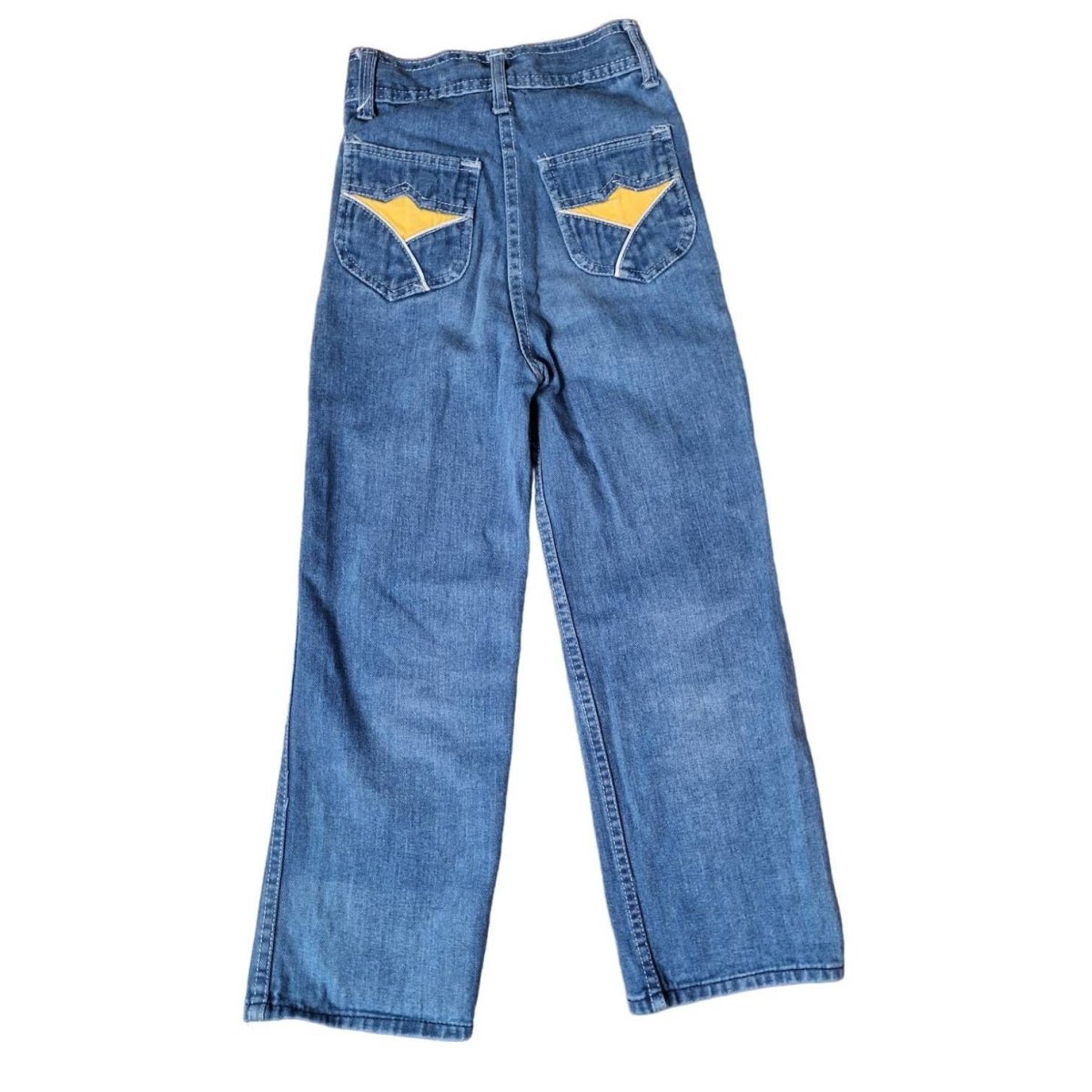 70s High Waist Jeans Unisex Kids Size 8 Slim - themallvintage The Mall Vintage