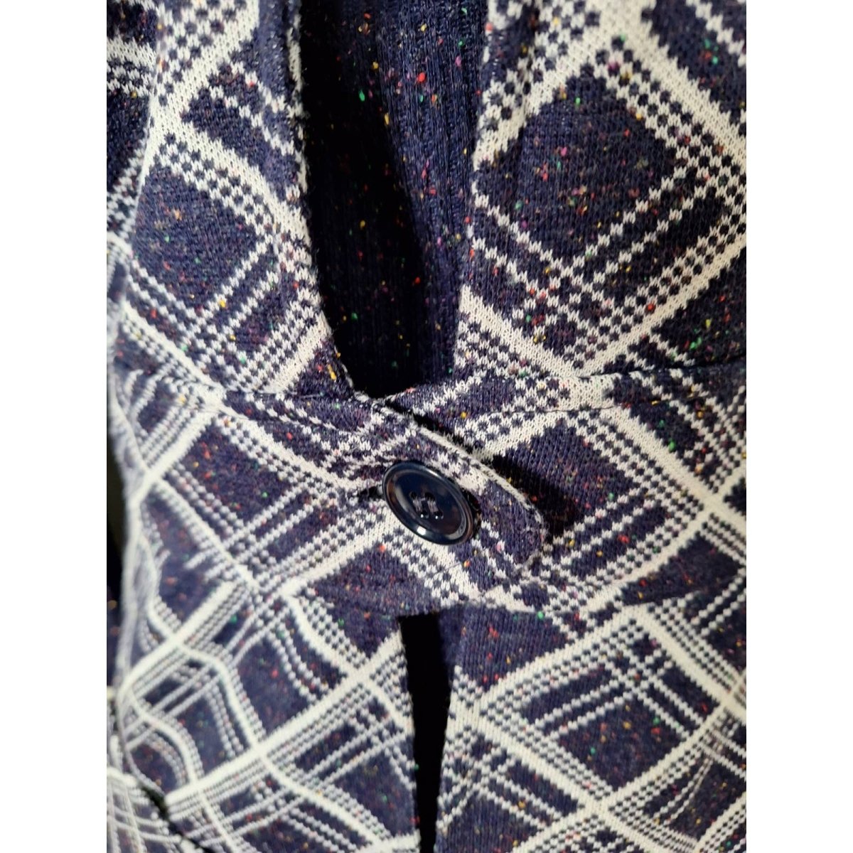 70s Navy Blue Rainbow Flecked Knit Dress w/Vest Size 11 Modern S/M - themallvintage The Mall Vintage