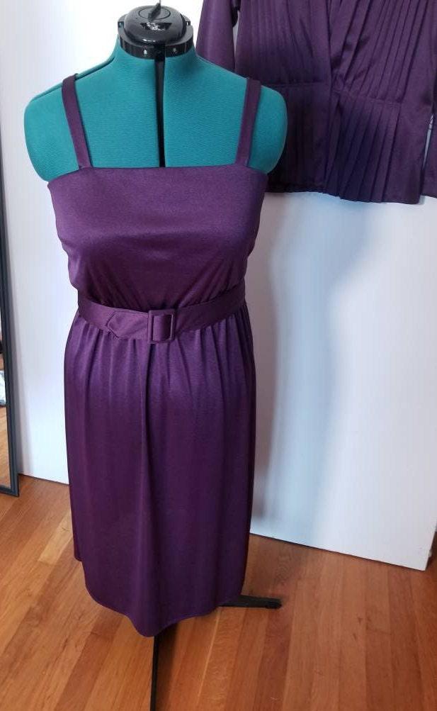 70s Purple Disco Era Dress Set 16 L/XL - themallvintage The Mall Vintage