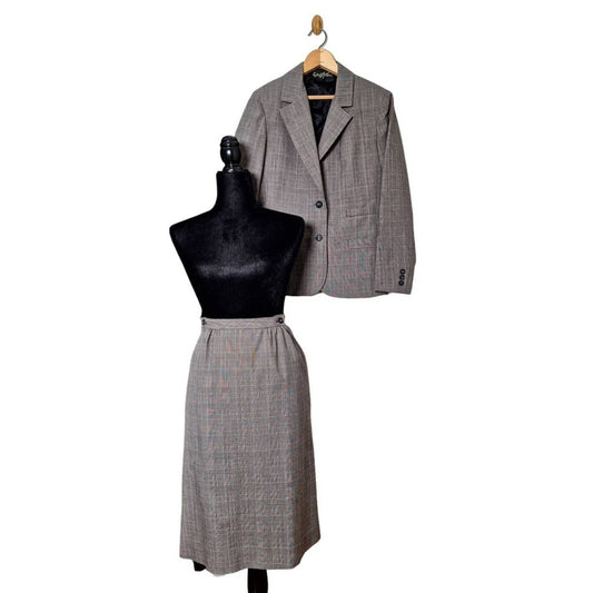 70s Robert Arthur Glen Plaid Skirt Suit Size 8 S/M - themallvintage The Mall Vintage