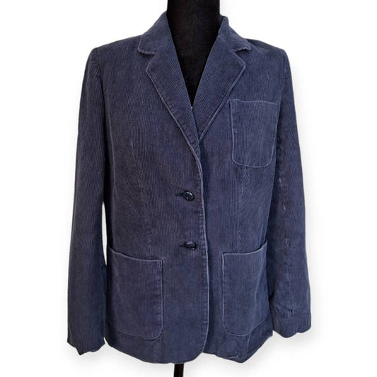 70s Vintage Dusty Blue 2 Button Corduroy Blazer Jacket Size Small Chest 34-36" - themallvintage The Mall Vintage