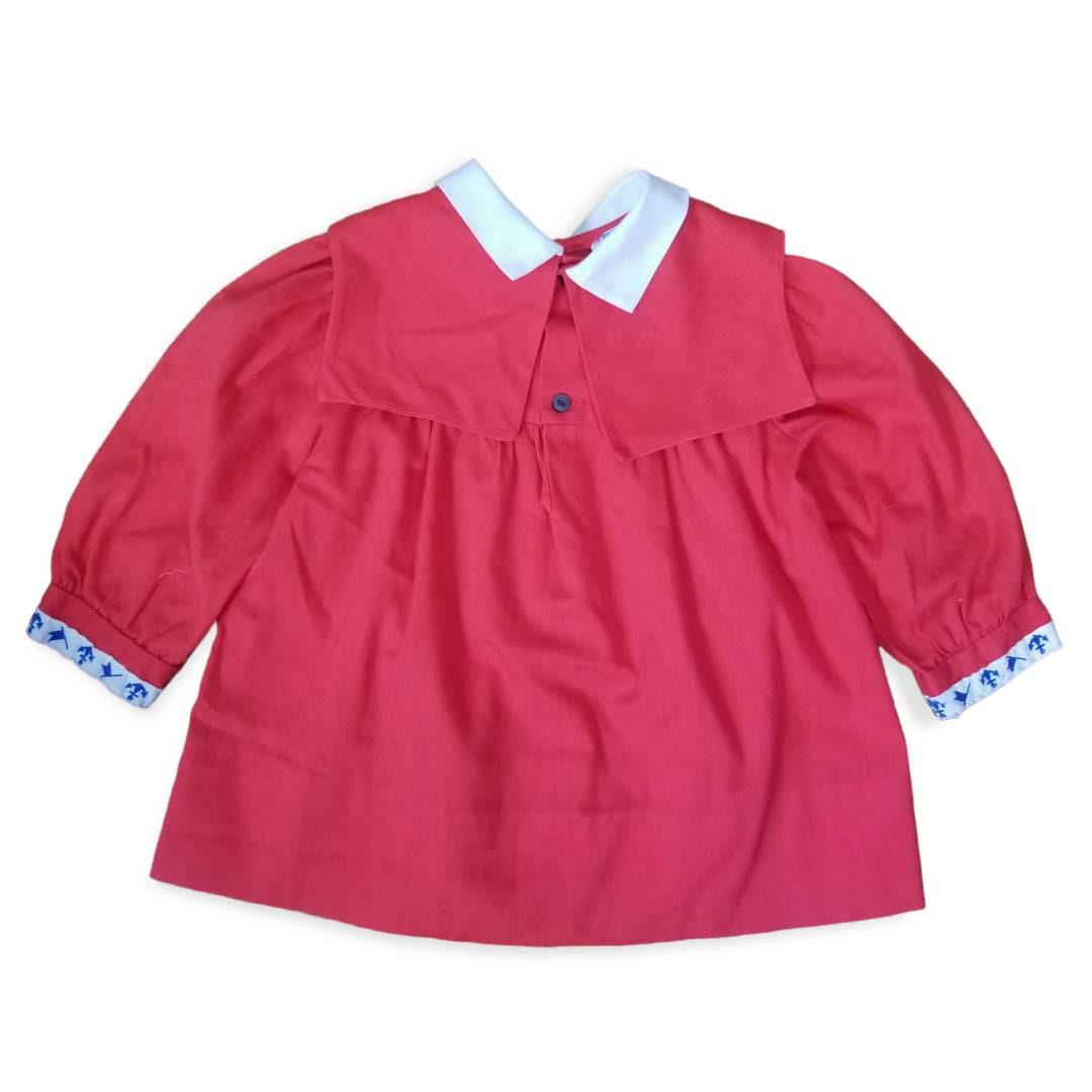 70s/80s Polly Flinders Smocked Red Anchor Dress 2T - themallvintage The Mall Vintage 1970s 1980s Baby