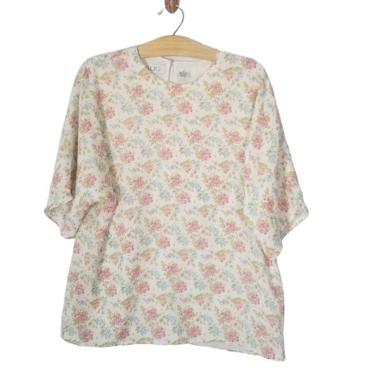 80s Chaus Pastel Floral Blouse 10 Medium - themallvintage The Mall Vintage