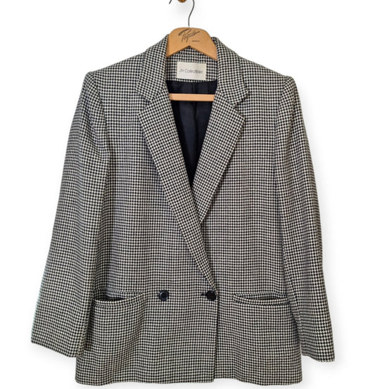 Vintage 80s Wool Houndstooth Blazer Size 6/8 M, Chest 36" to 40" - themallvintage The Mall Vintage 1980s Blazers Business Casual