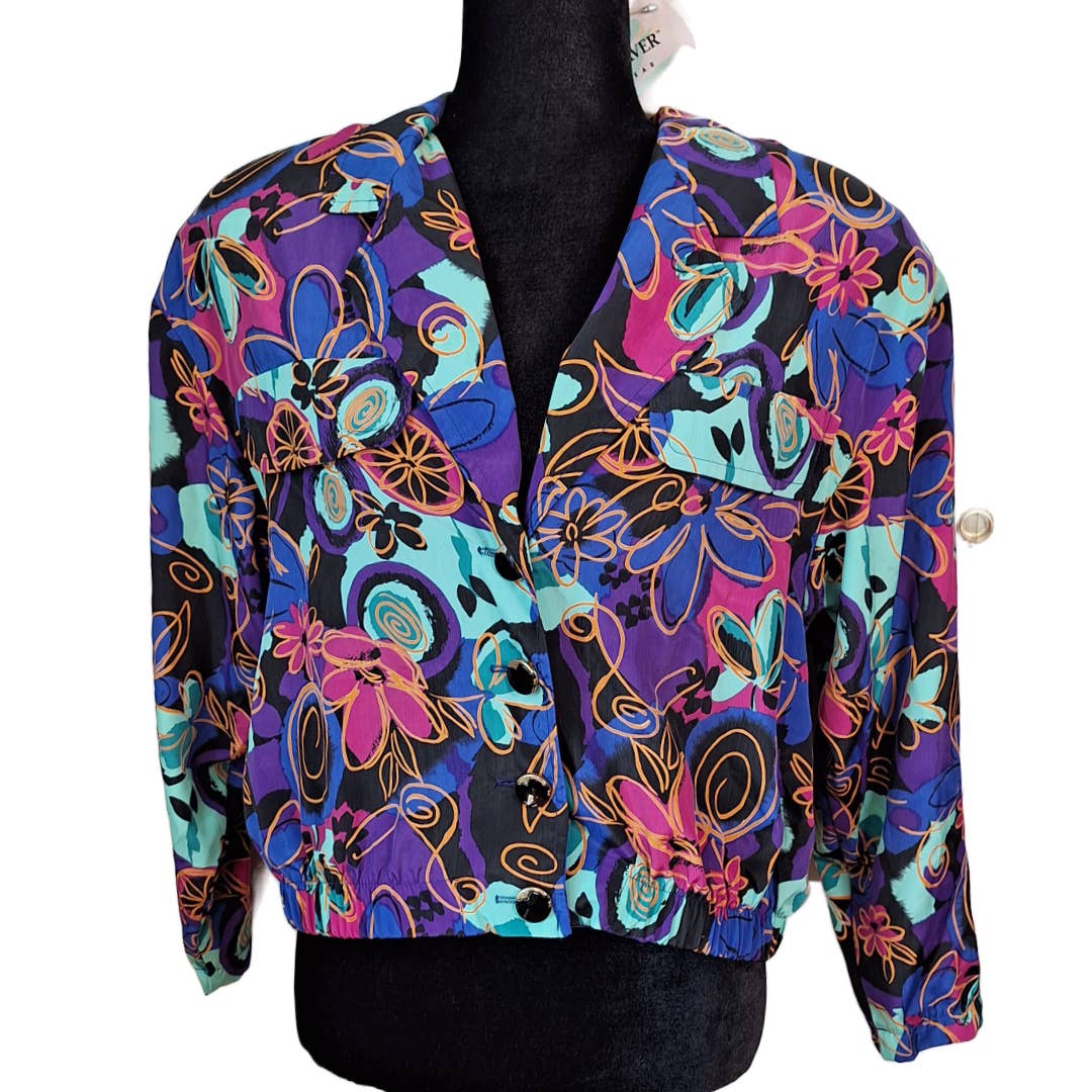 80s/90s Cropped Dolman Sleeve Jacket Medium - themallvintage The Mall Vintage