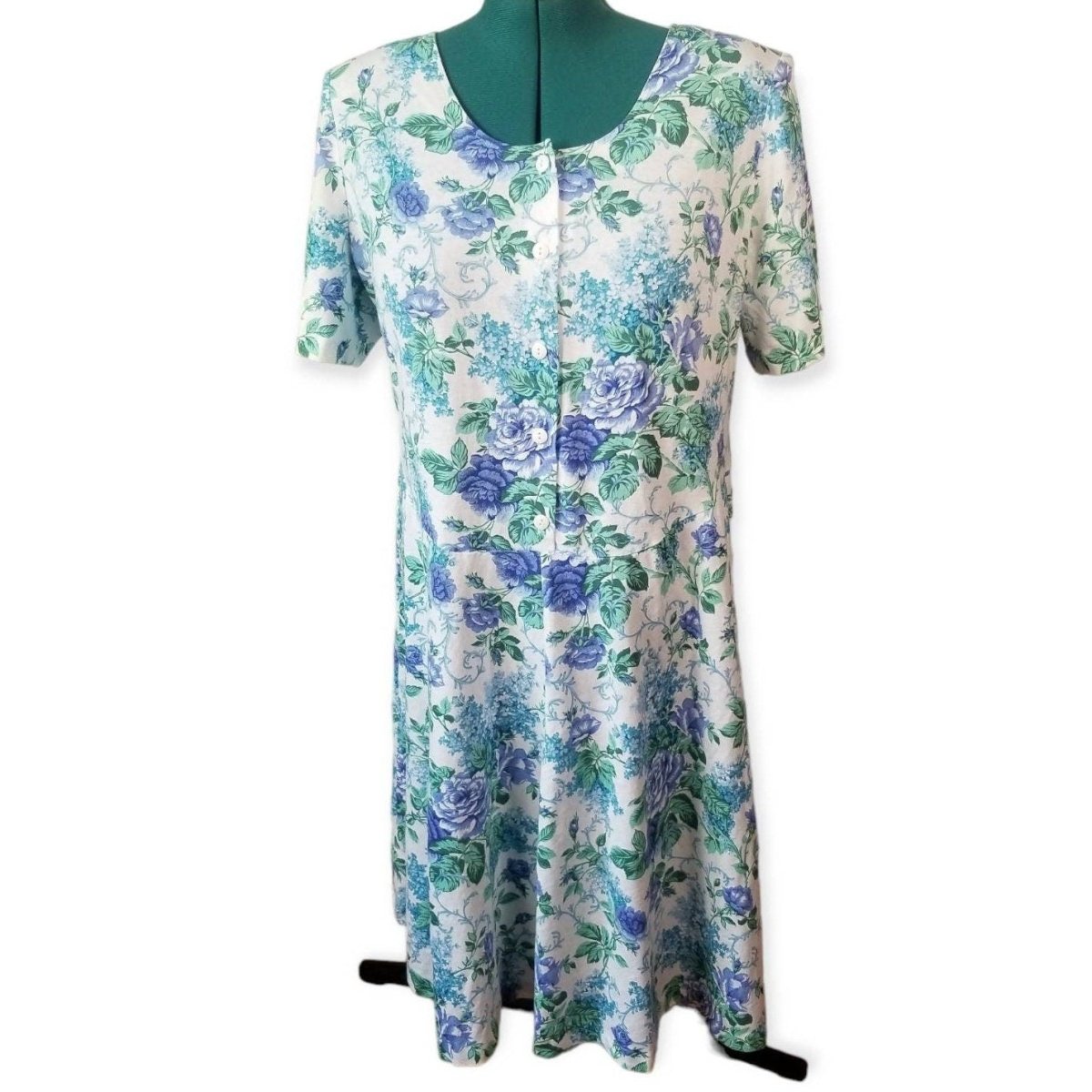 80s/90s Floral Midi Dress with Criss Cross Back 1X/2X - themallvintage The Mall Vintage