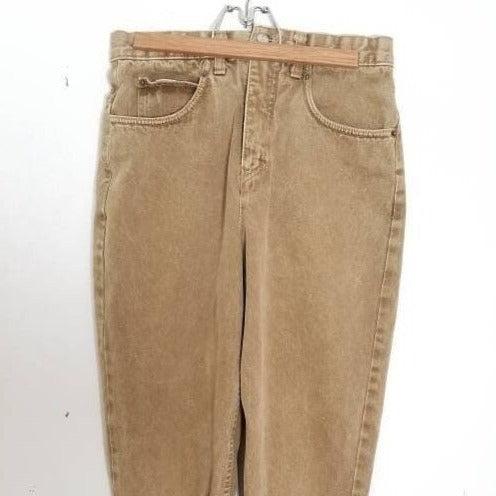 80s/90s High Waist Tapered Tan Jeans Waist 28 - themallvintage The Mall Vintage
