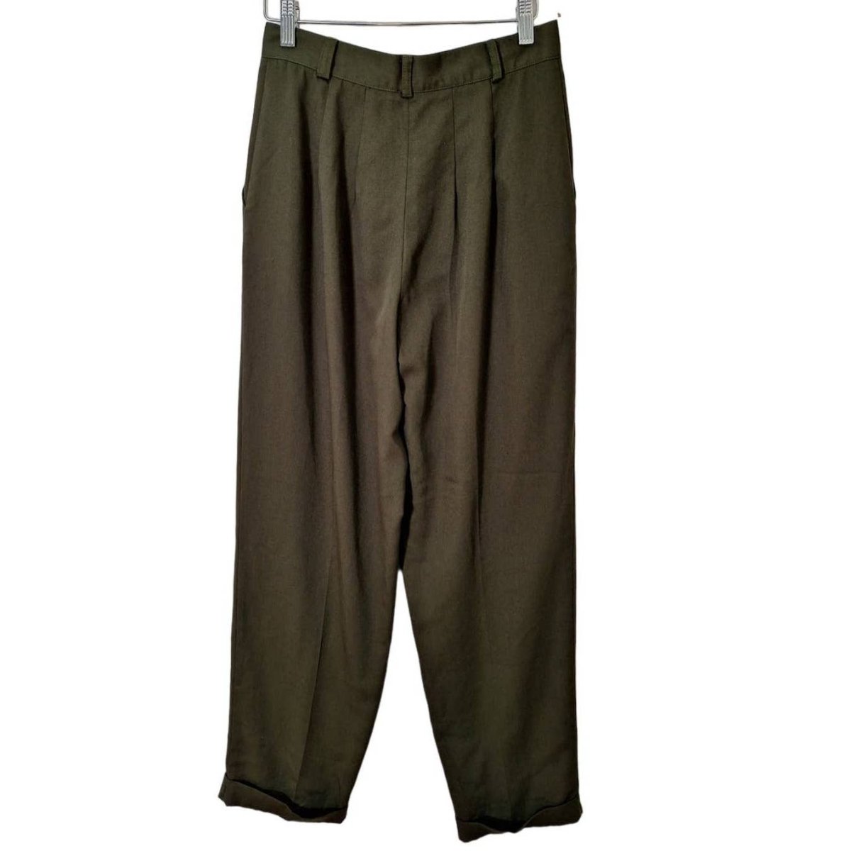 80s/90s Olive Green Baggy Pleated Pants Size Medium Waist 29" - themallvintage The Mall Vintage
