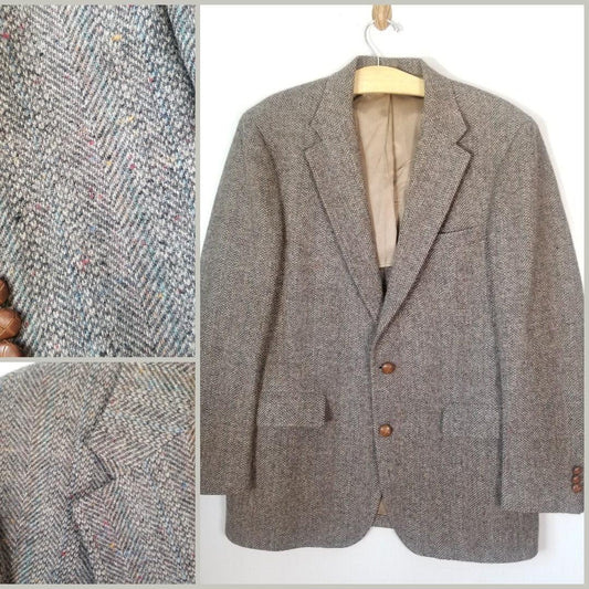 80s/90s Rainbow Flecked Herringbone Wool Sport Coat, 40-42 - themallvintage The Mall Vintage