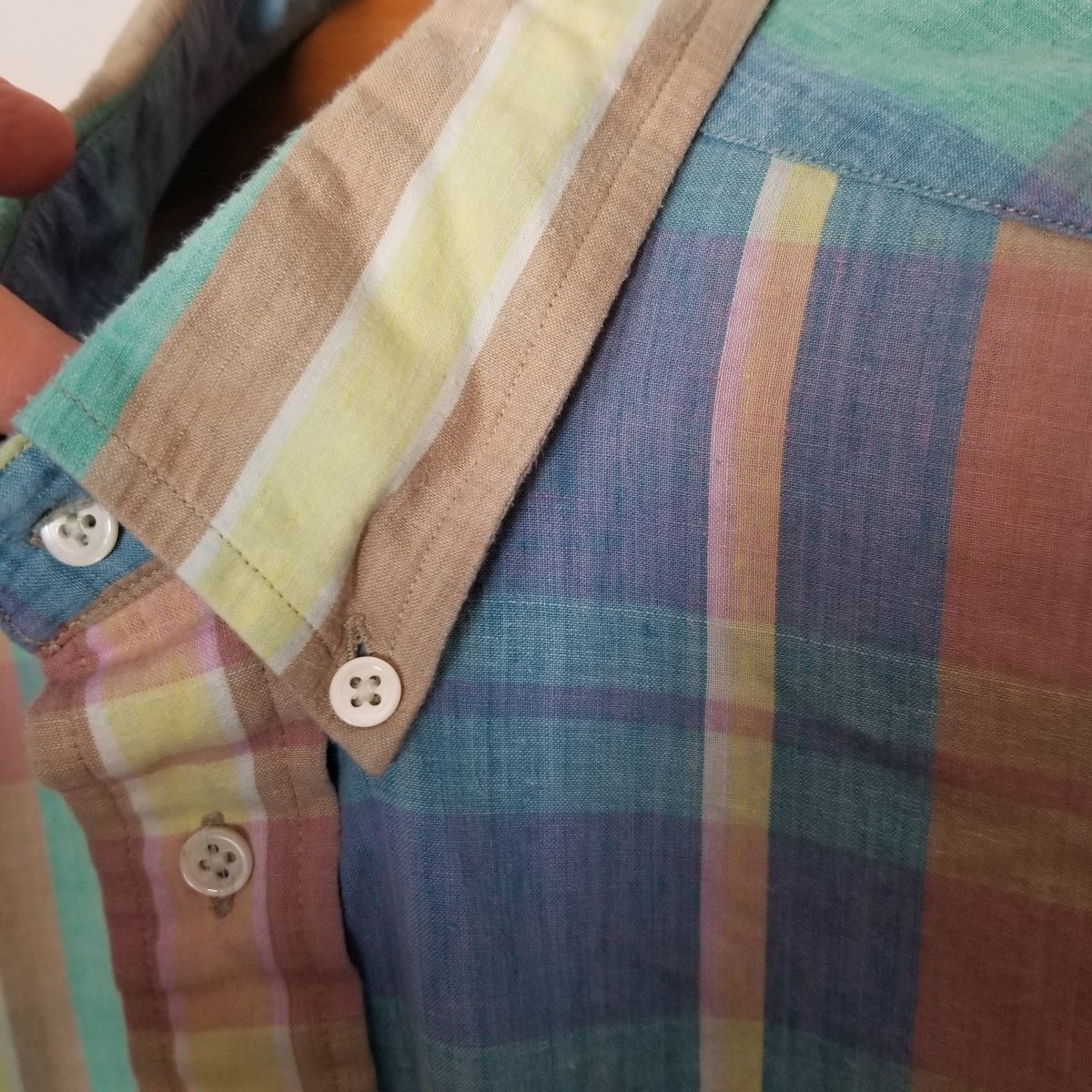 90s Indian Madras Button Down Shirt Large - themallvintage The Mall Vintage