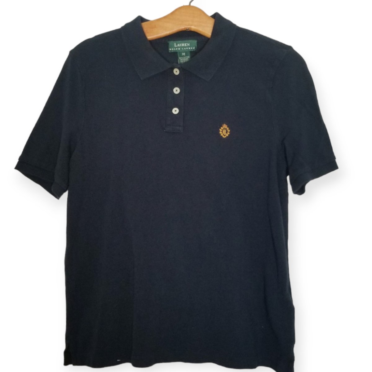 90s Navy Fitted Polo by Lauren Ralph Lauren Women Medium - themallvintage The Mall Vintage