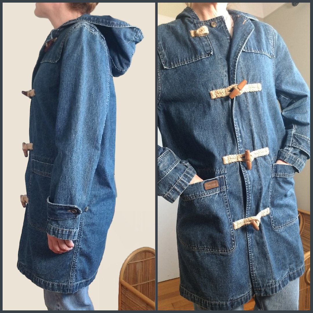 90s Ralph Lauren Denim Duffle Jacket Small - themallvintage The Mall Vintage