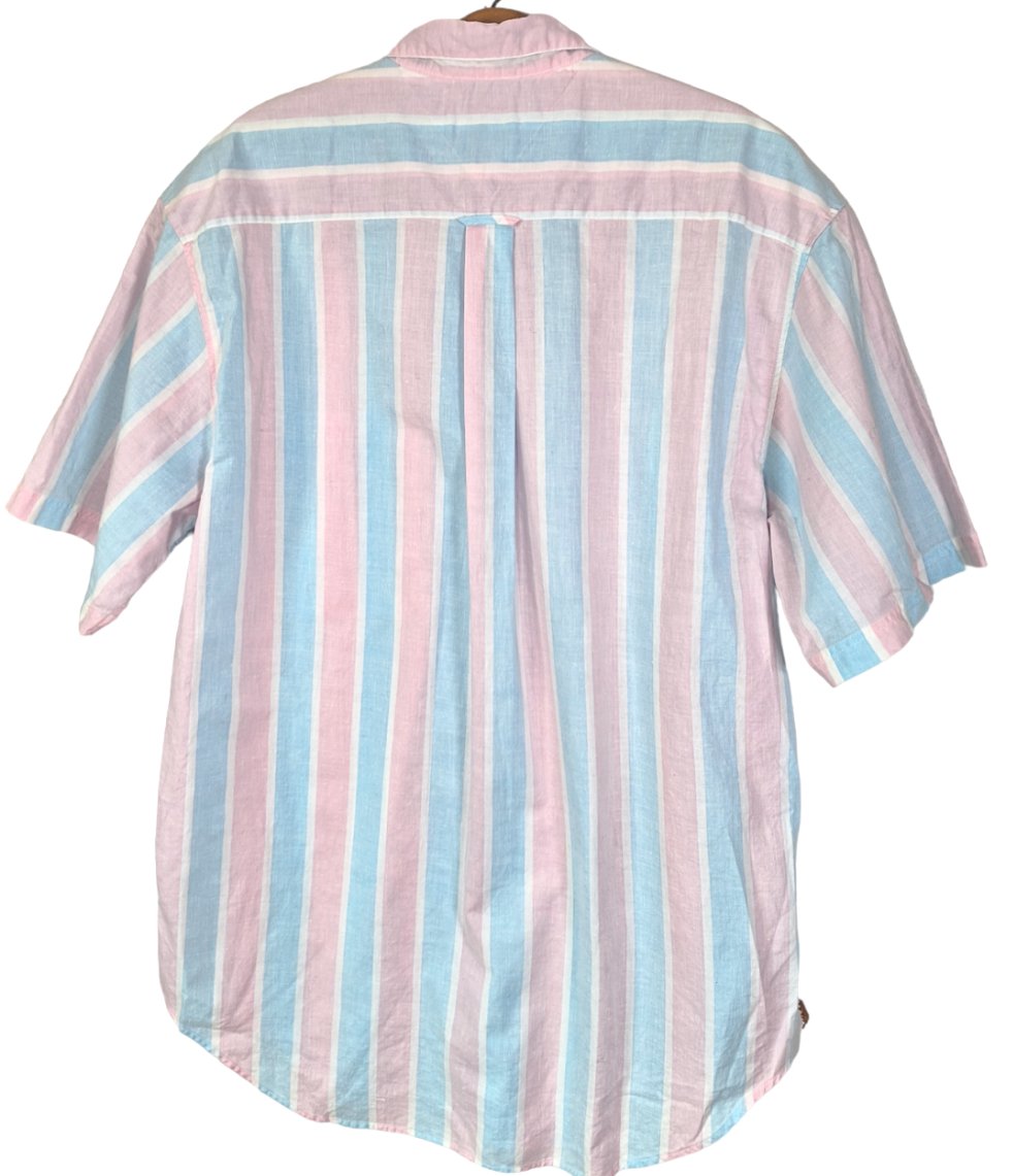 90s Tommy Hilfiger Pastel Striped Button Down Shirt - themallvintage The Mall Vintage