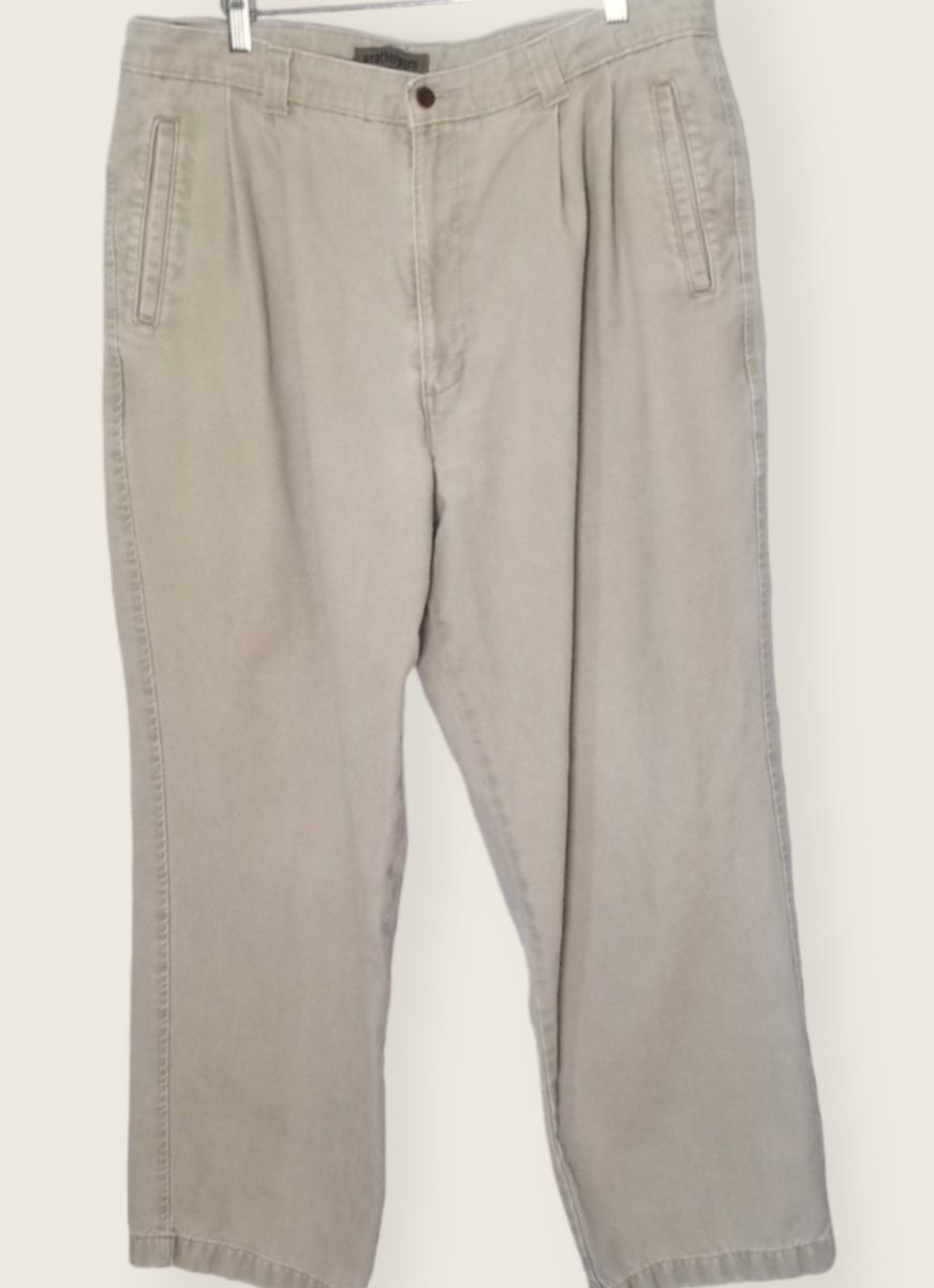 90s Weatherworn by Dockers Denim Khaki Jeans Waist 38 - themallvintage The Mall Vintage