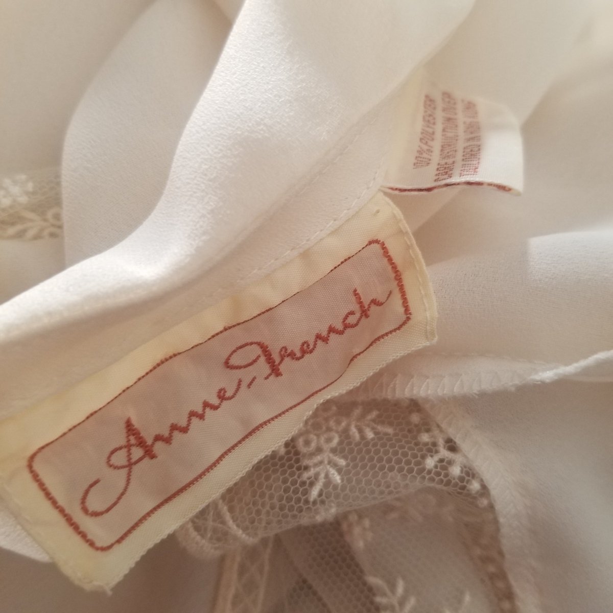 Anne French Beige Sheer Blosue Small - themallvintage The Mall Vintage