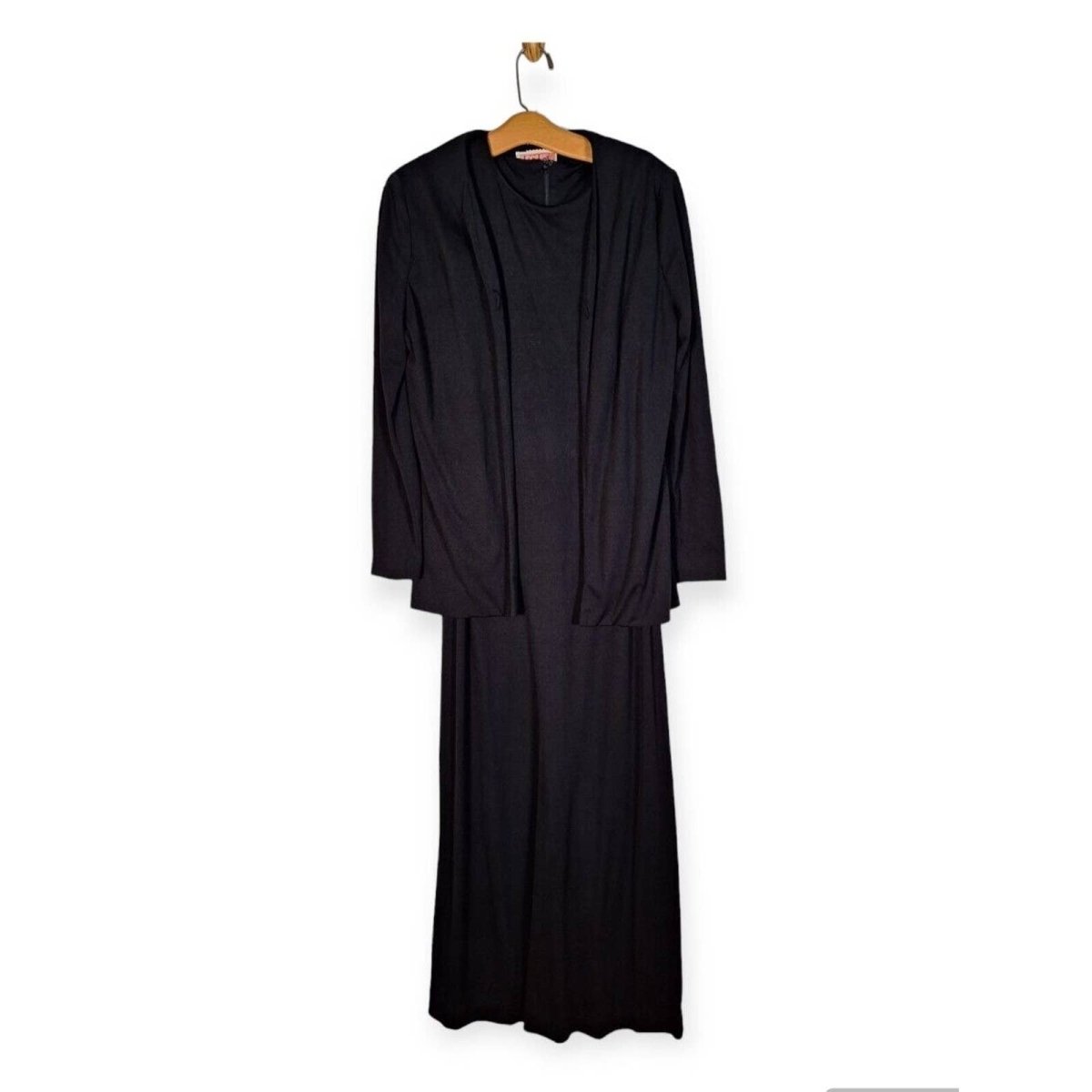 Vintage 1970s Black Full Lenth Maxi Dress w/ Jacket Women's Size M/L - themallvintage The Mall Vintage