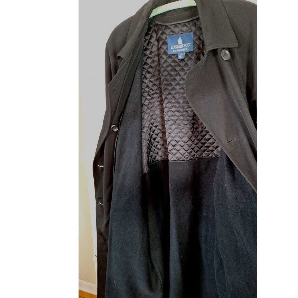 Vintage 1998 Limited Edition London Fog Black Trench Coat Women's Size 16 Chest up to 52" - themallvintage The Mall Vintage