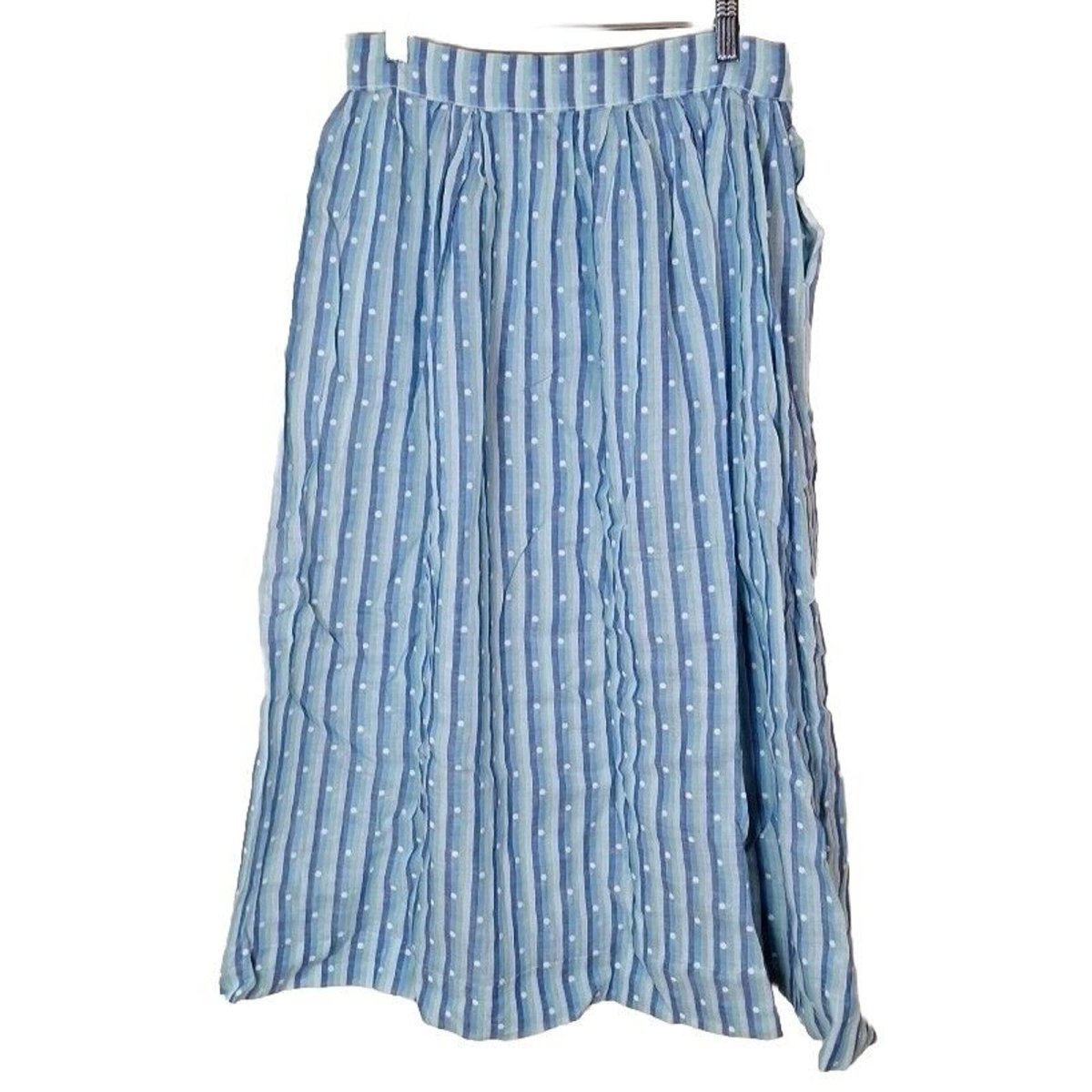 Vintage 40s/50s Blue Green Striped Full Midi Skirt Women Size Small Waist 26" - themallvintage The Mall Vintage