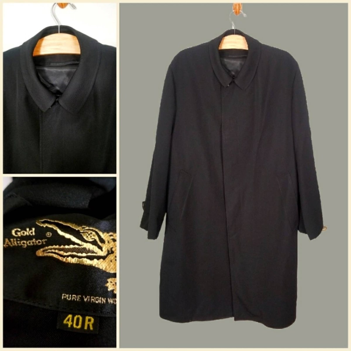 Vintage 60s Black Wool Overcoat 40R - themallvintage The Mall Vintage