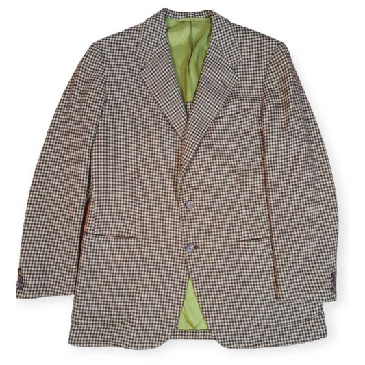 Vintage 60s Hickey Freeman Cashmere Brown Check Sport Coat Men's Size 40R - themallvintage The Mall Vintage