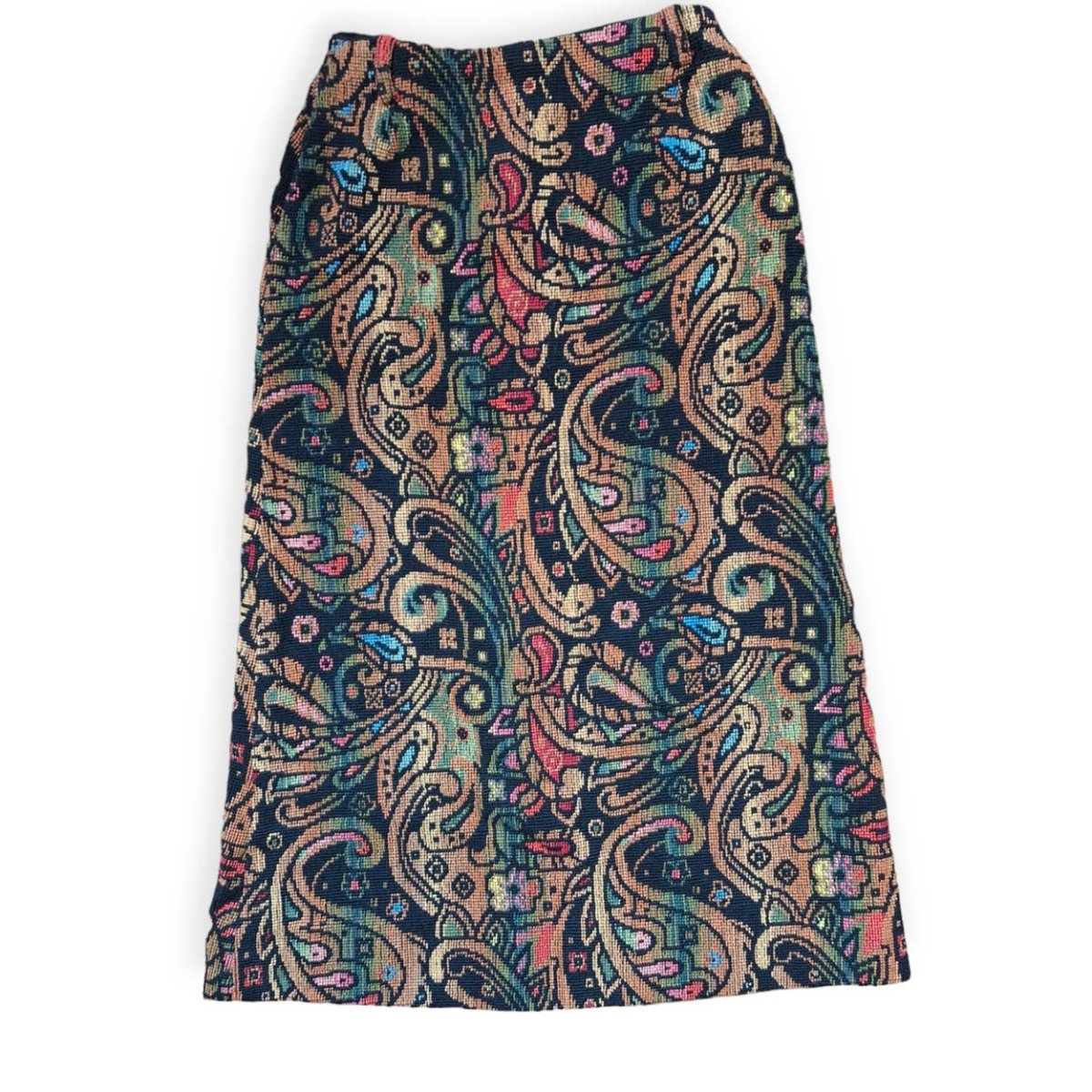 Vintage 60s/70s Psychedelic Paisley Tapestry maxi Skirt Medium Waist 30" - themallvintage The Mall Vintage
