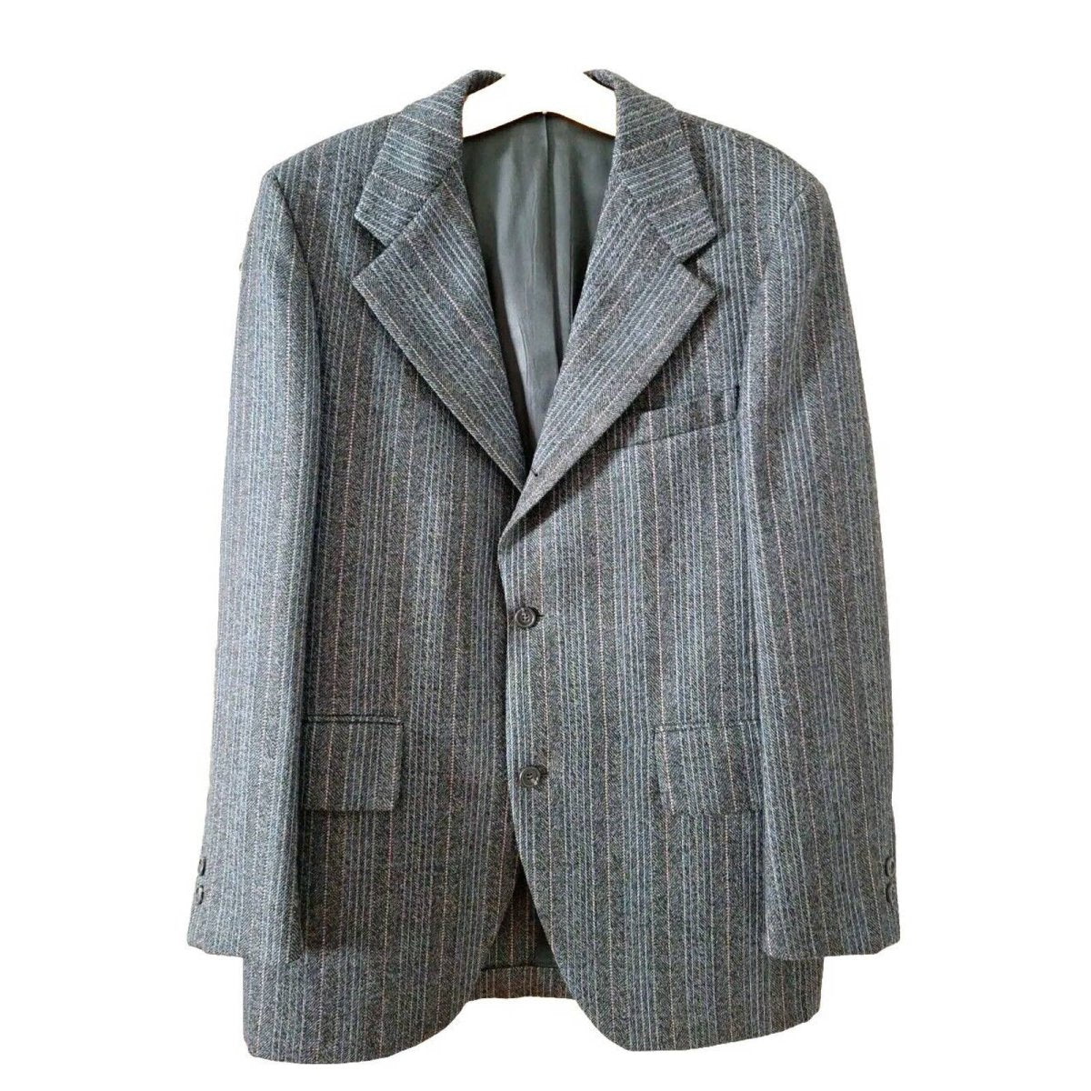 Vintage 60s/70s Striped Wool 3 Button Sport Coat Men Size 40R - themallvintage The Mall Vintage