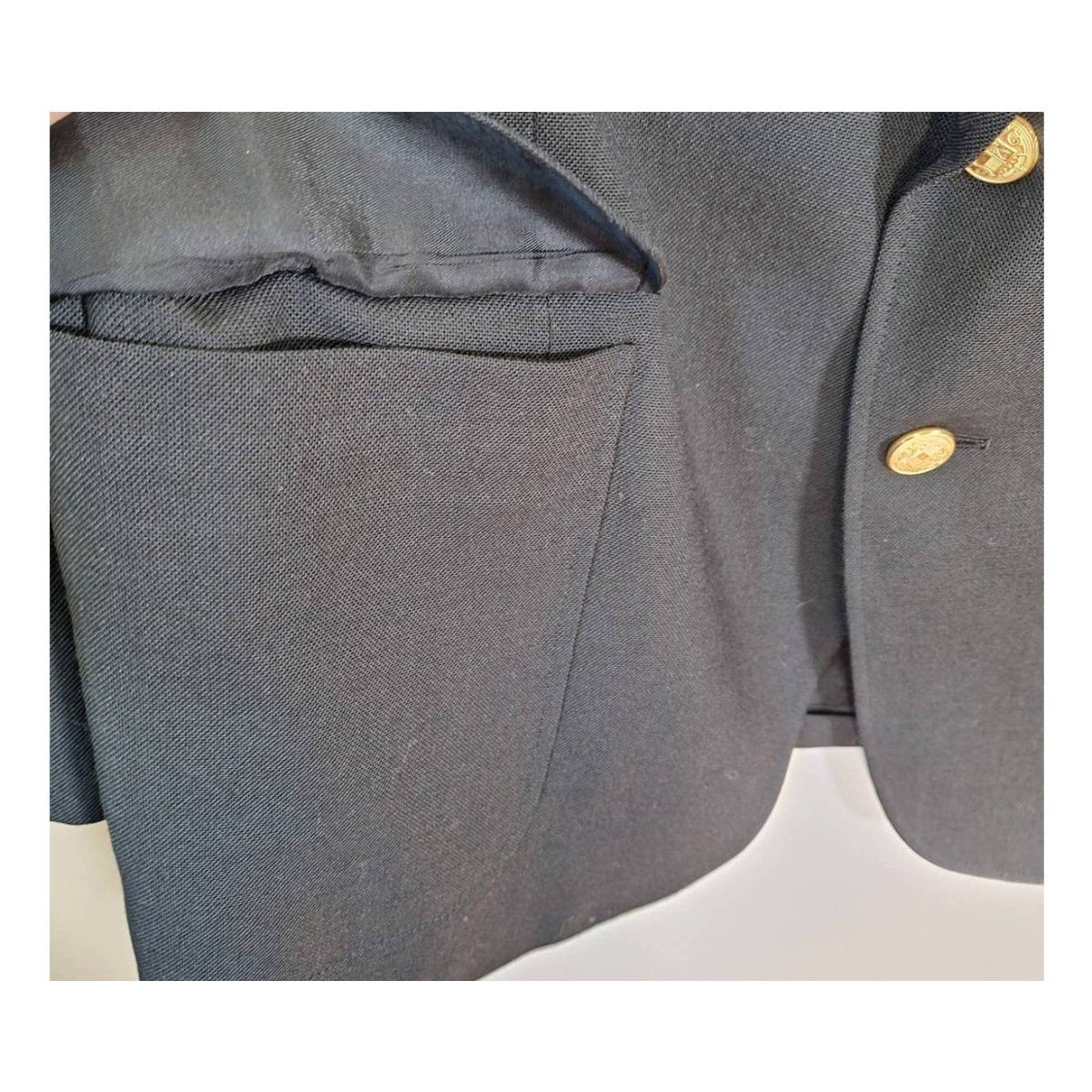 Vintage 70s Black Gold Button Sport Jacket Blazer Men's Size 40-42 Short - themallvintage The Mall Vintage