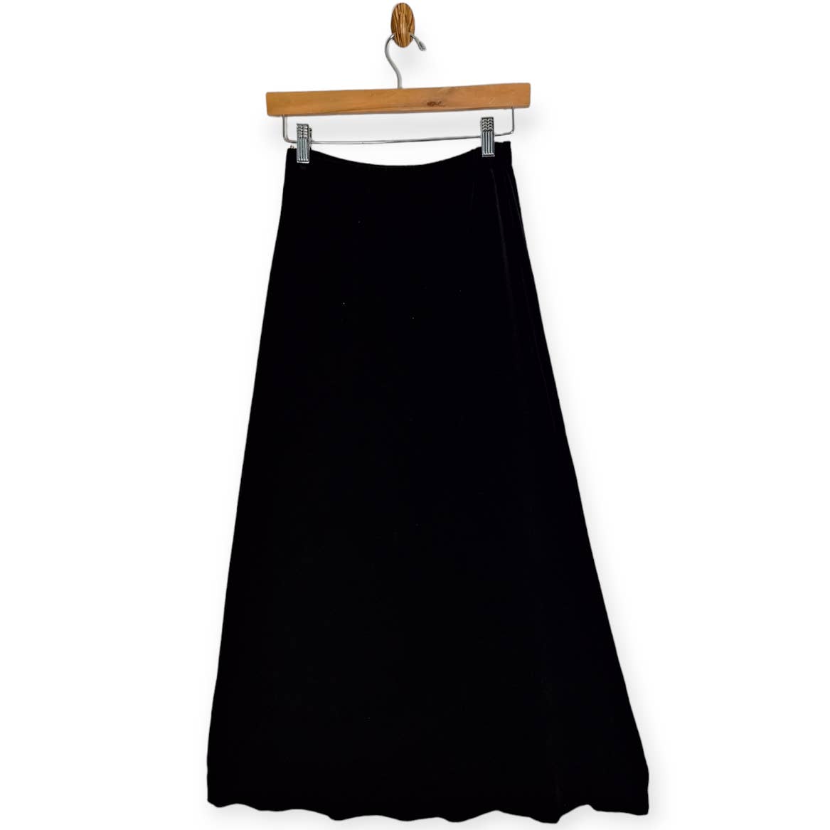 Vintage 70s Black Velvet A-Line Maxi Skirt Women's Size S/M - themallvintage The Mall Vintage
