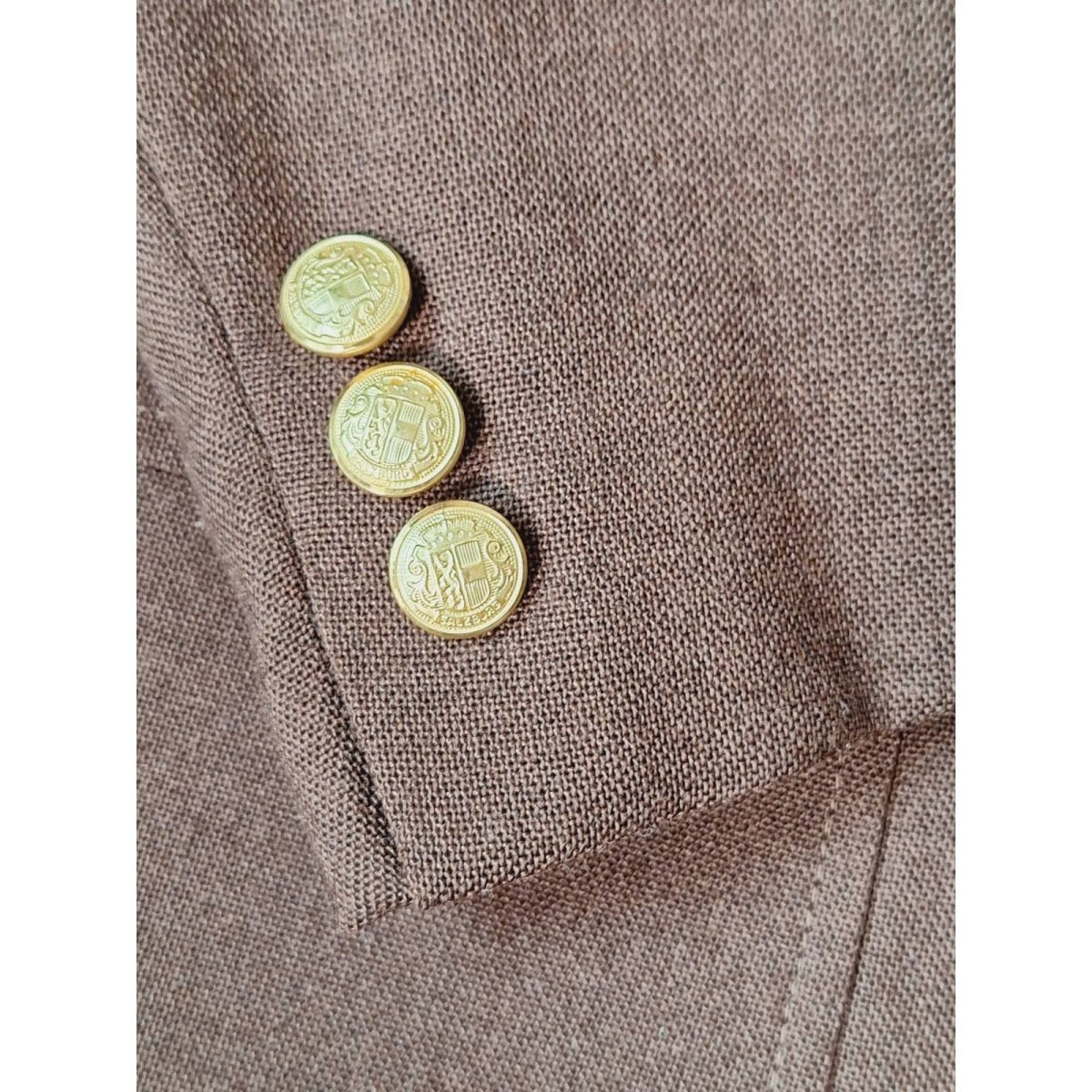 Vintage 70s Brown Gold Button Sport Jacket Blazer Men's Size 40-42 Short - themallvintage The Mall Vintage