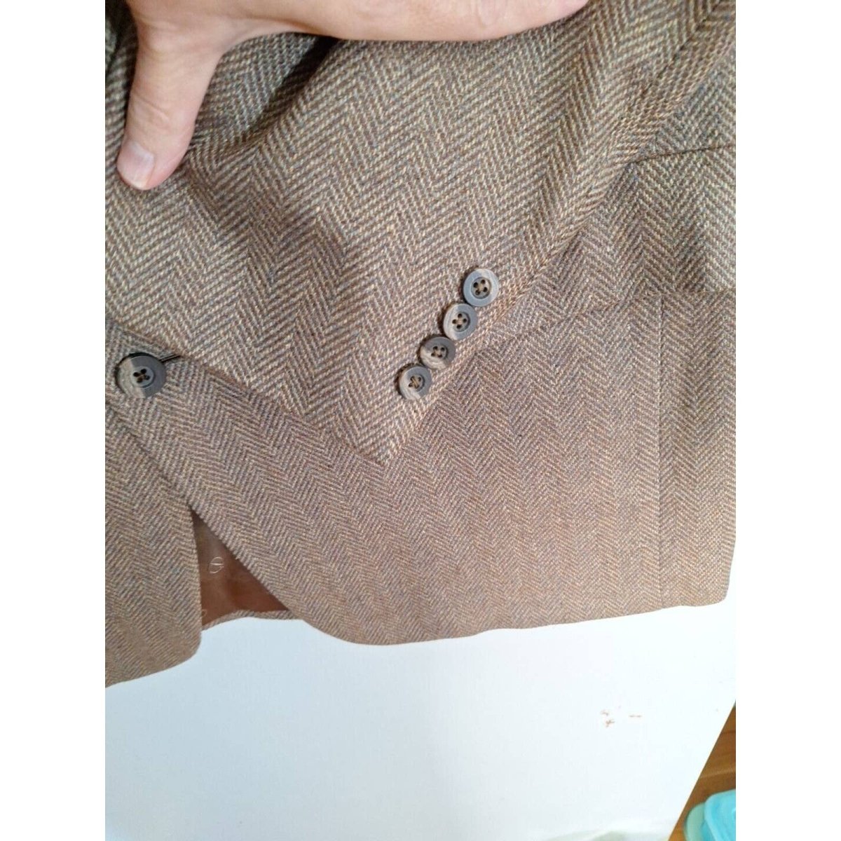 Vintage 70s Christian Dior Beige Wool Herringbone Sport Coat Men Size 44 - themallvintage The Mall Vintage