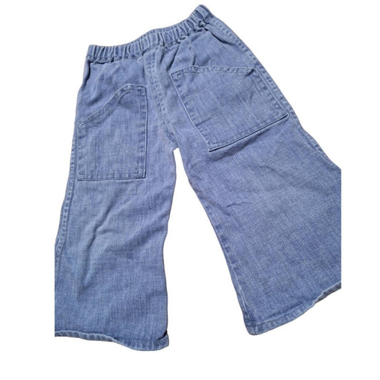 Vintage 70s Dusty Blue Denim Bellbottom Jeans Baby/Toddler Waist 17" to 22" Inseam 11" Length 18" - themallvintage The Mall Vintage 1970s Denim Kids